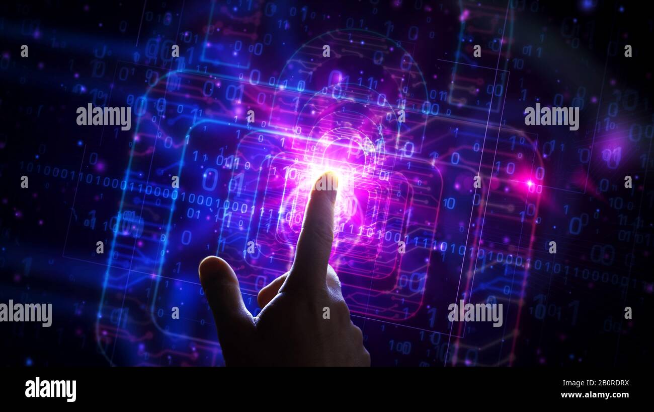 Cyber security with padlock symbol futuristic 3D rendering illustration ...