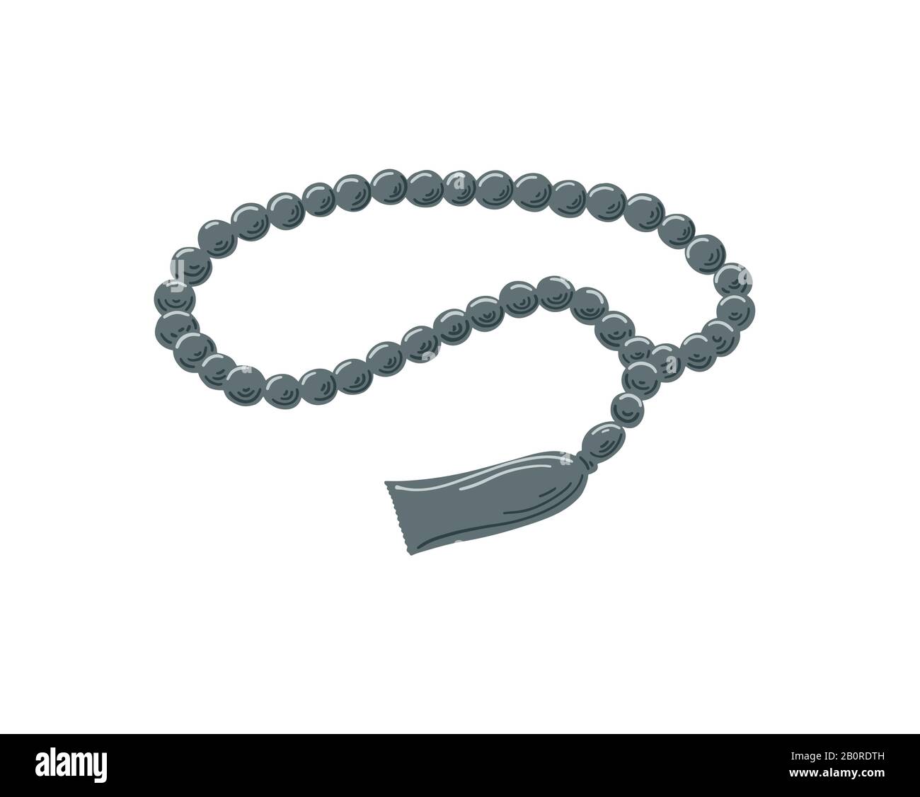 prayer beads, islamic rosary with tassel isolated on white background