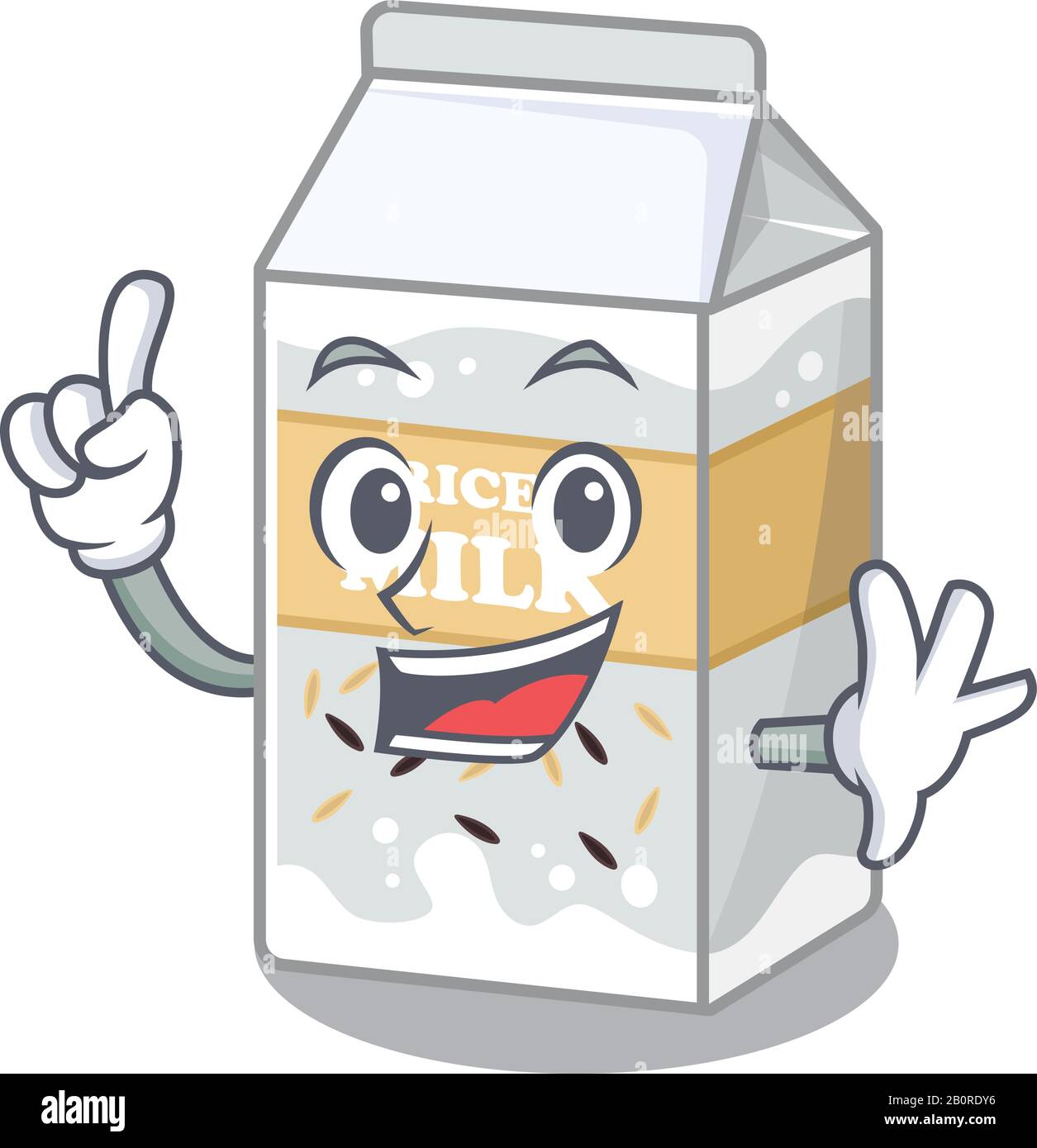 mascot cartoon concept Rice milk in One Finger gesture Stock Vector ...
