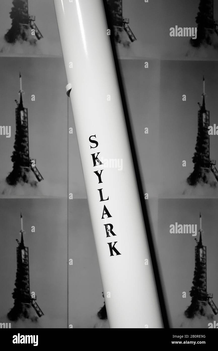 Scale model of Skylark rocket, Science Museum, London, UK. Stock Photo