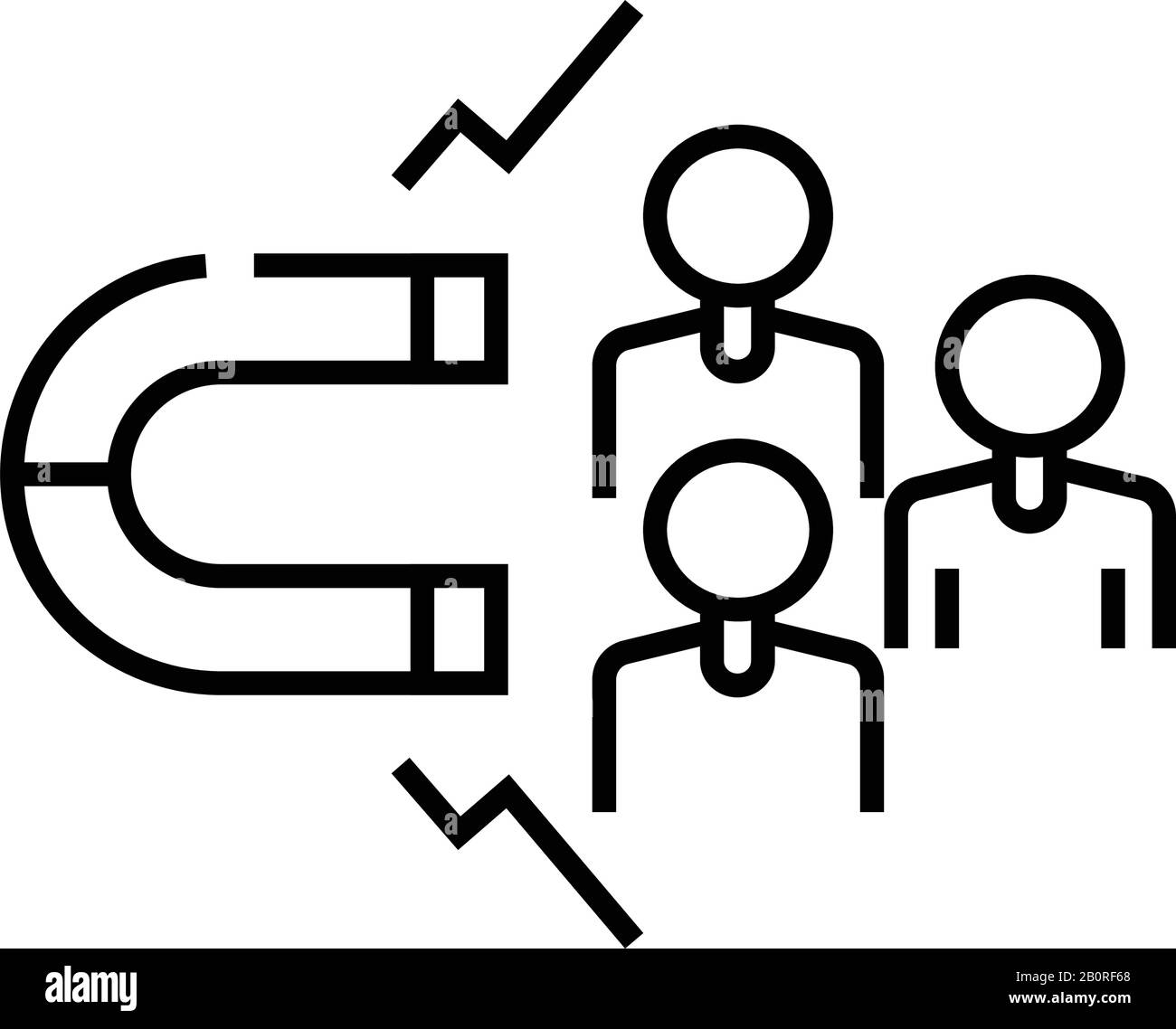 Attract clients line icon, concept sign, outline vector illustration, linear symbol. Stock Vector