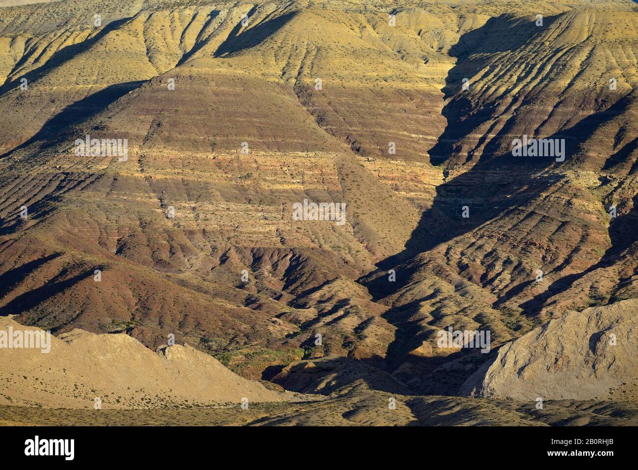 Striped Hills, near Chos Malal, Neuquen Province, Patagonia, Argentina Stock Photo