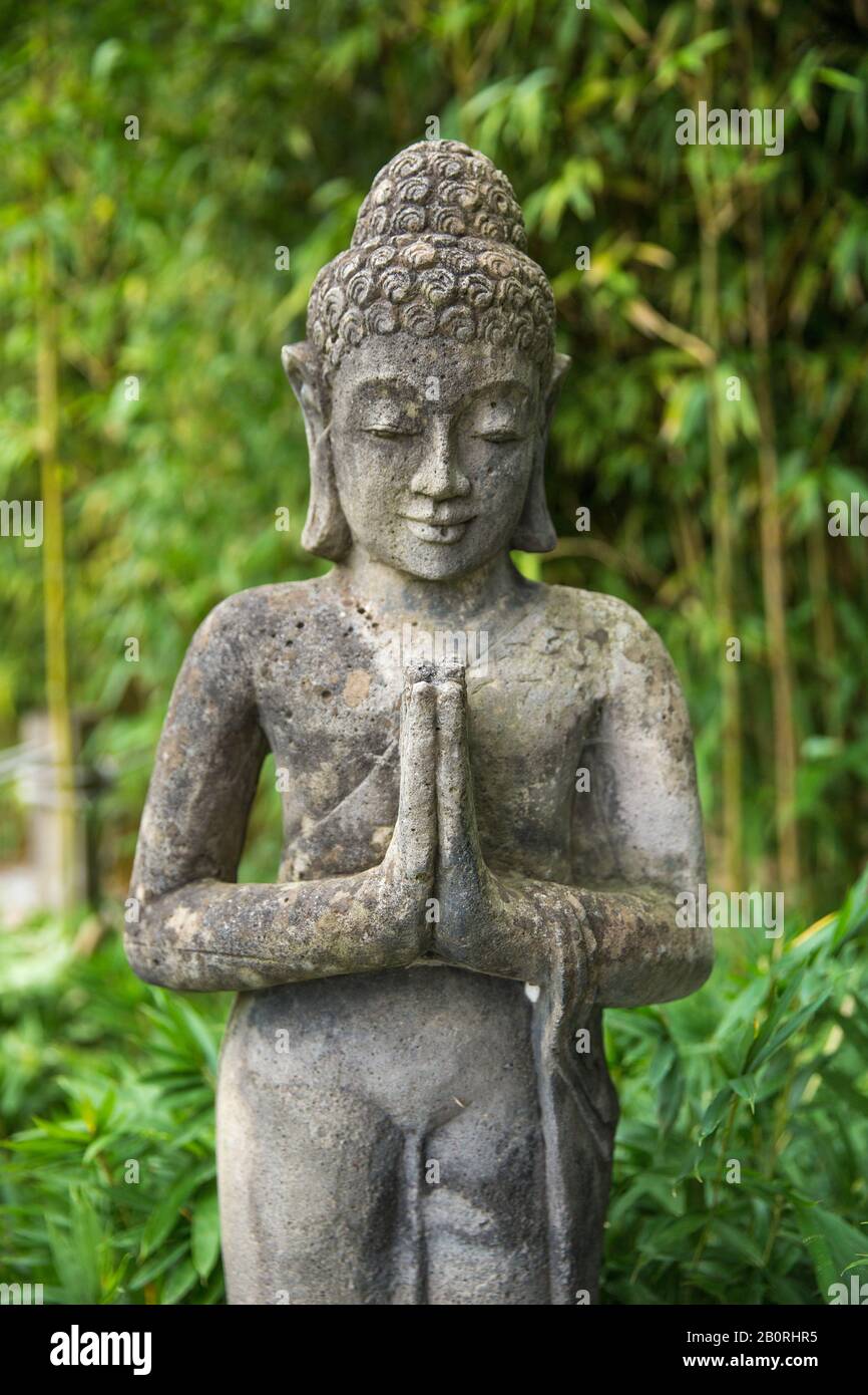 Praying Buddhist Statue Decorating a Meditation and Relaxation Temple ...