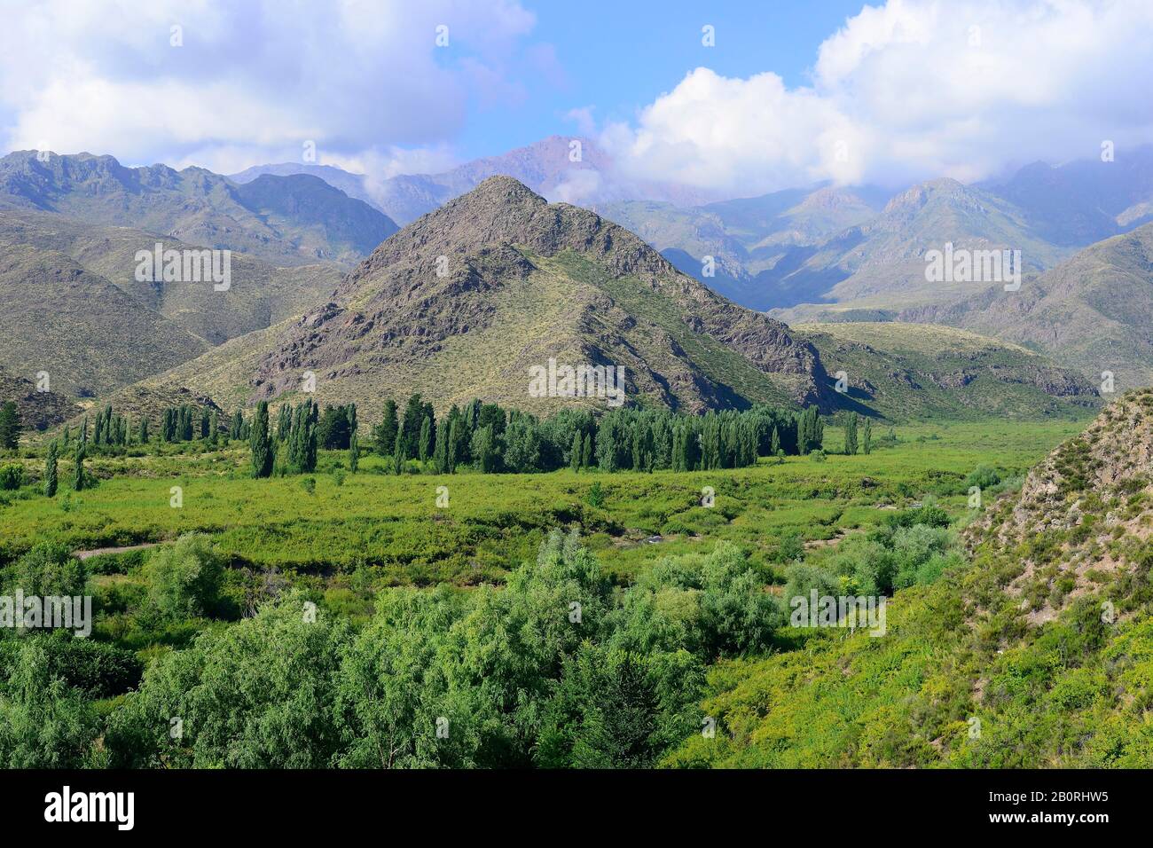Landscape in Valle de Uco, near Manzano Historico, Province of Mendoza, Argentina Stock Photo