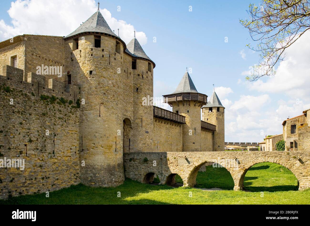 UNESCO World Heritage Site, Medieval fortified city, Carcassonne, Departement Aude, Languedoc-Rousillon, France Stock Photo