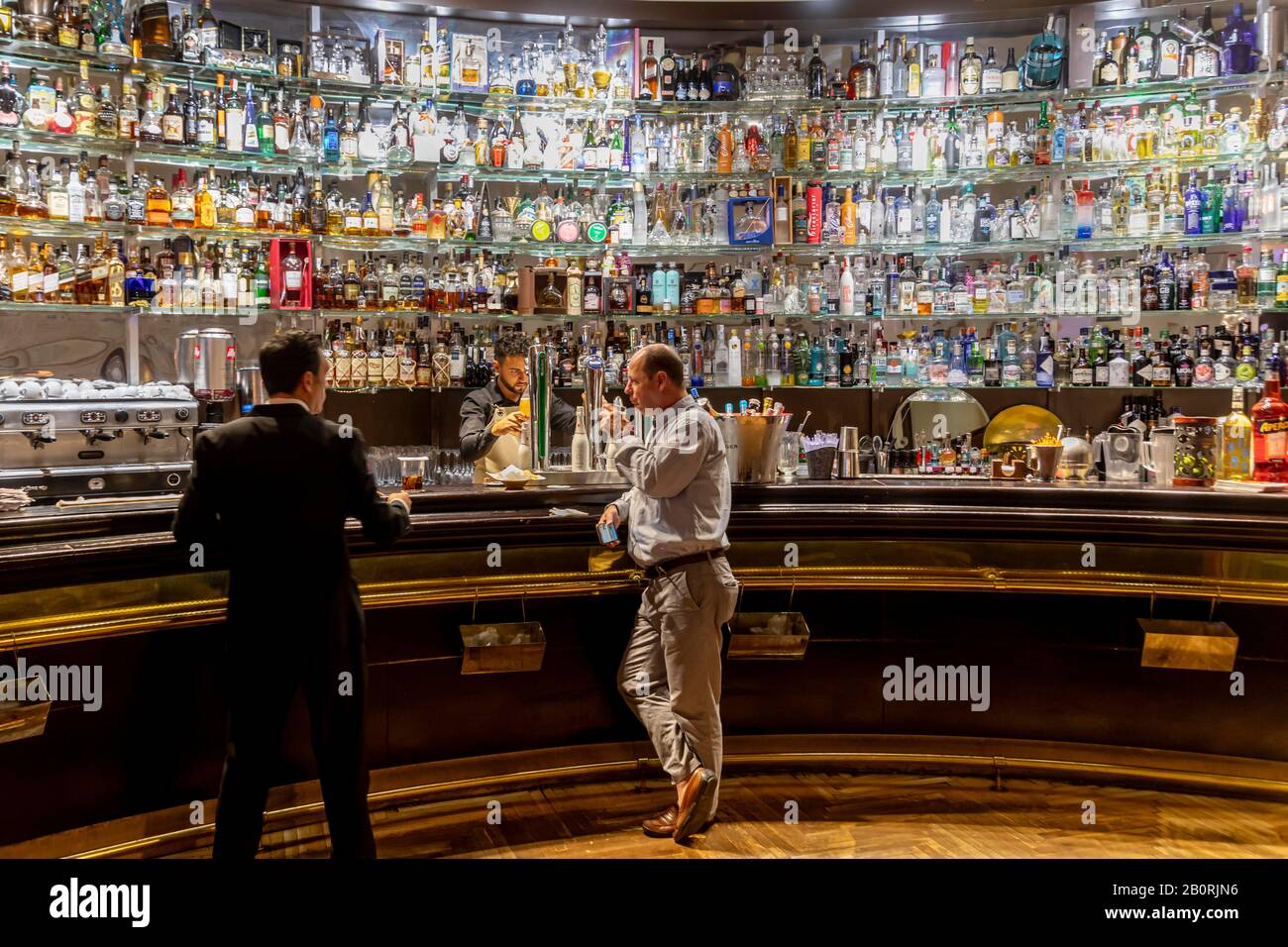 Bar at Circulo de Bellas Artes, Calle de Alcala, nightlife, Madrid, Spain Stock Photo