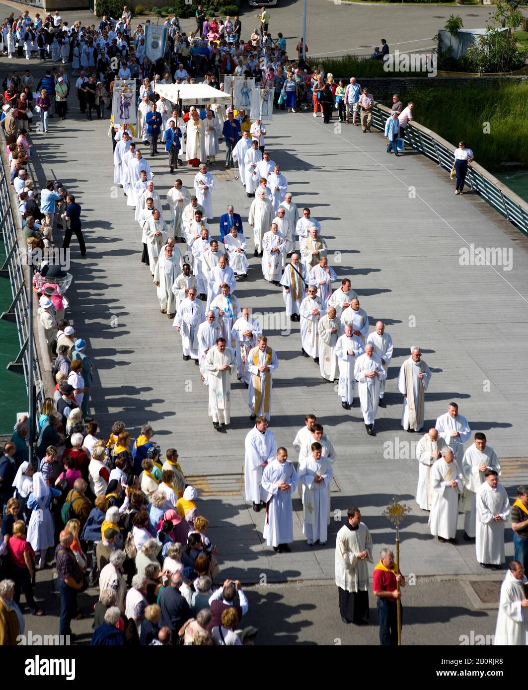 Eucharistic procession, Lourdes, Hautes Pyrenees Department, France Stock Photo