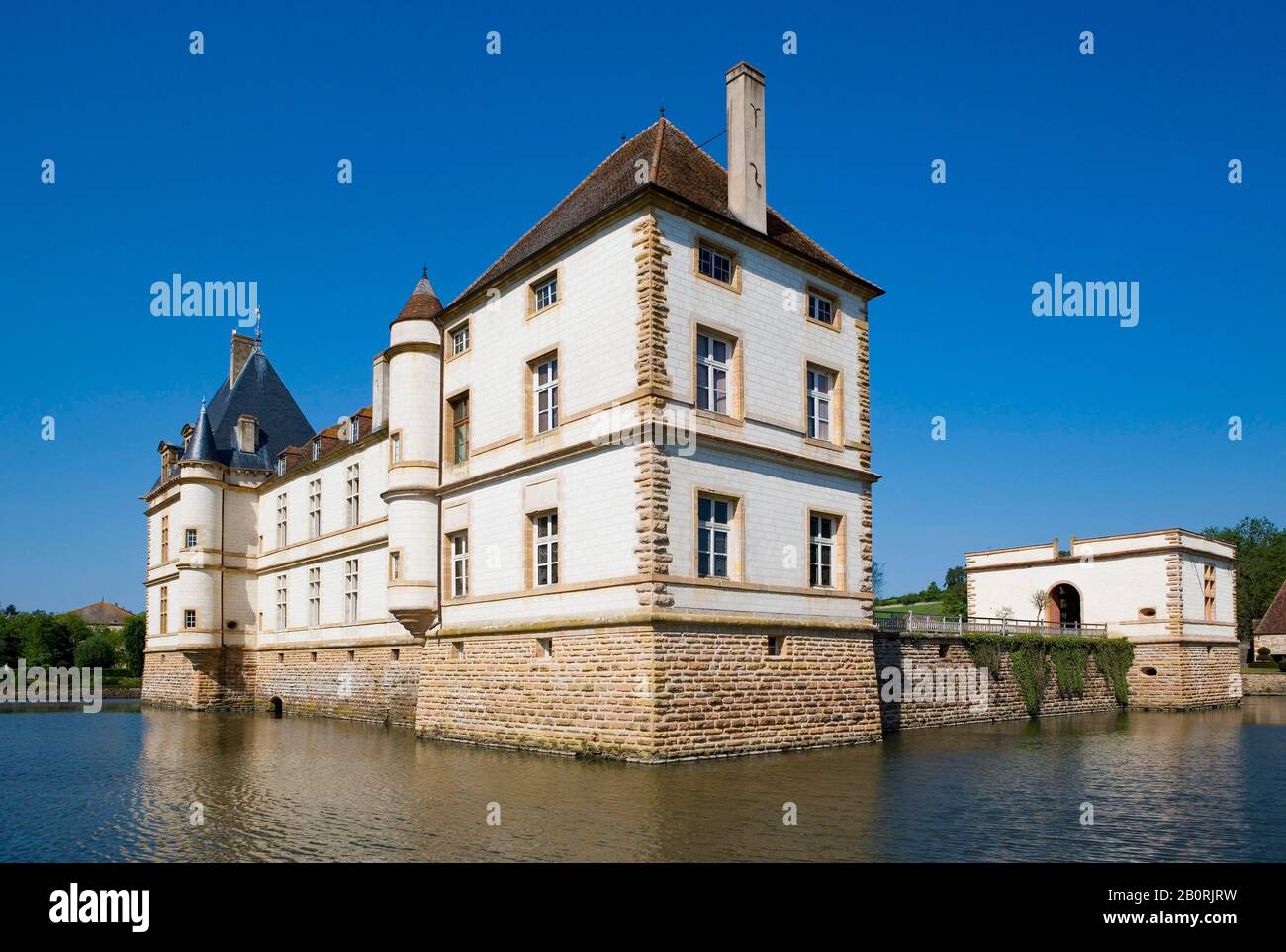 Moated castle, Castle of Cormatin, Cormatin, Department Saone et Loire, Burgundy, France Stock Photo