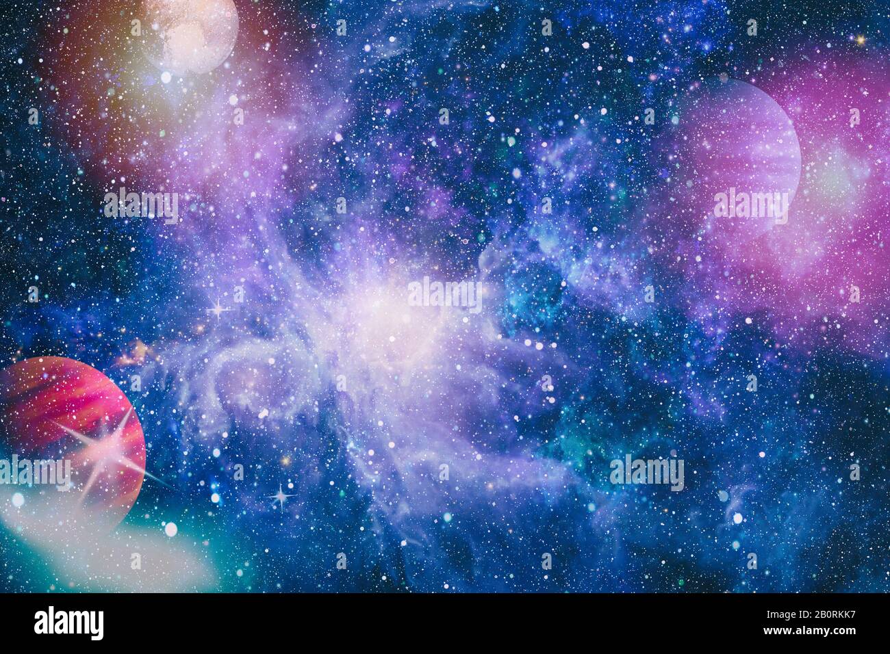 Giant glowing nebula. Space background with red nebula and stars ...