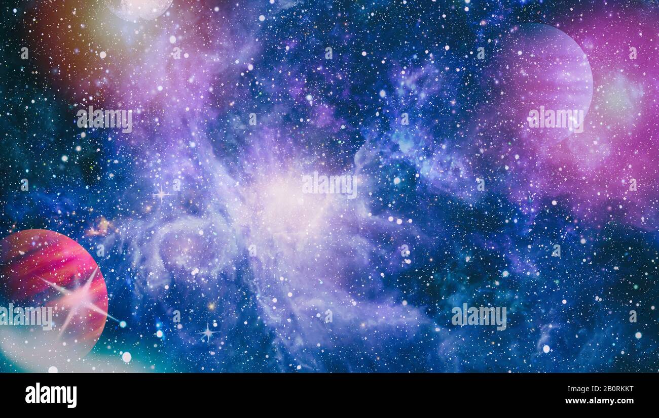 Giant glowing nebula. Space background with red nebula and stars ...