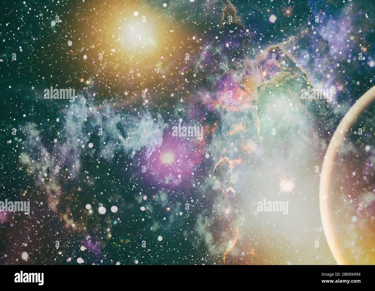 Giant glowing nebula. Space background with red nebula and stars ...