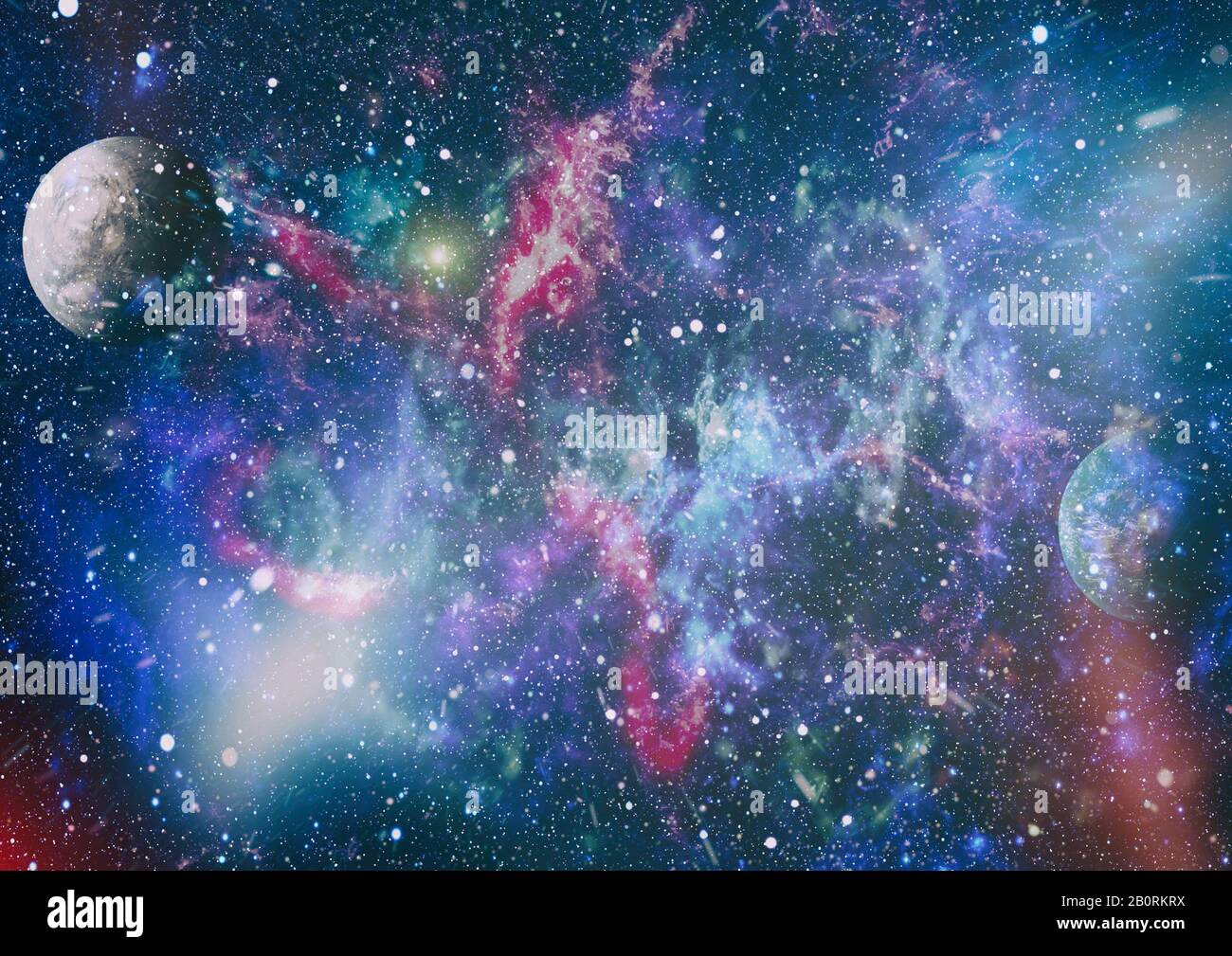 Giant glowing nebula. Space background with red nebula and stars ...