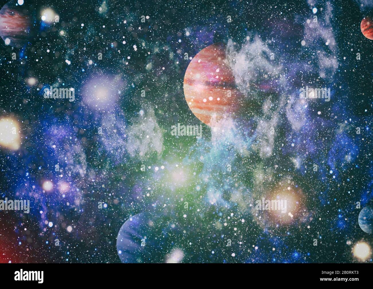 Giant glowing nebula. Space background with red nebula and stars ...