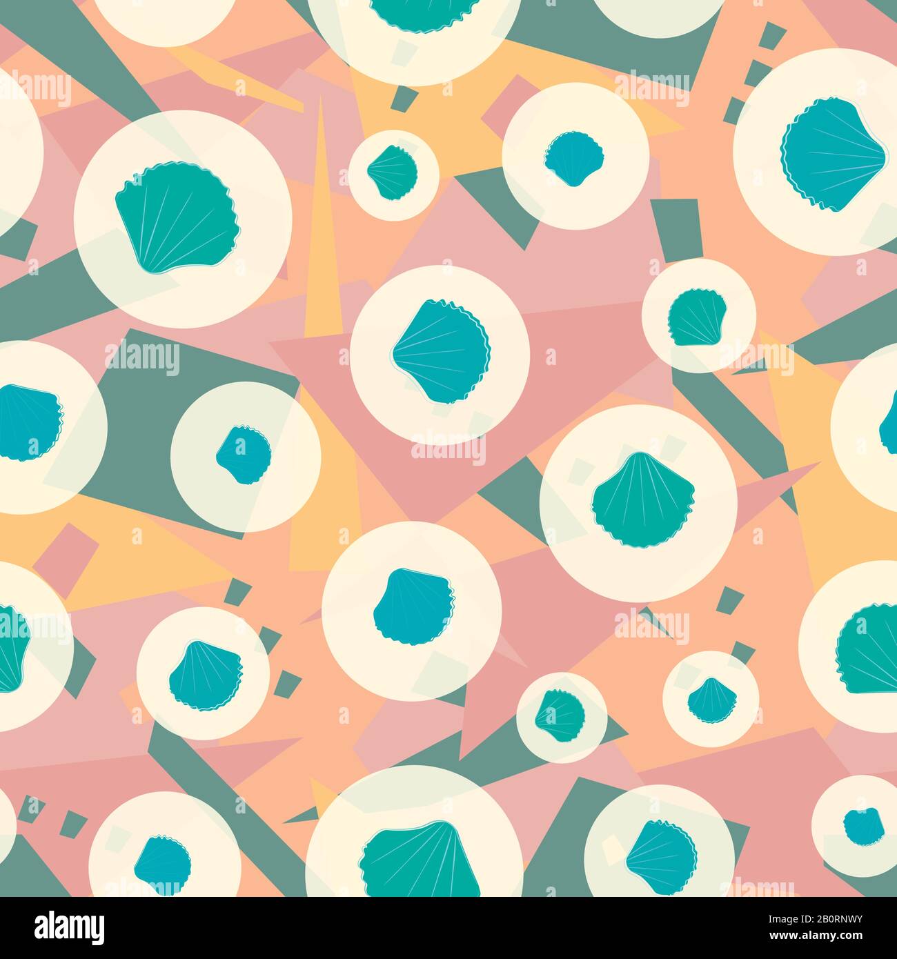 Sea shells seamless vector pattern background. Modern scattered mussel ...