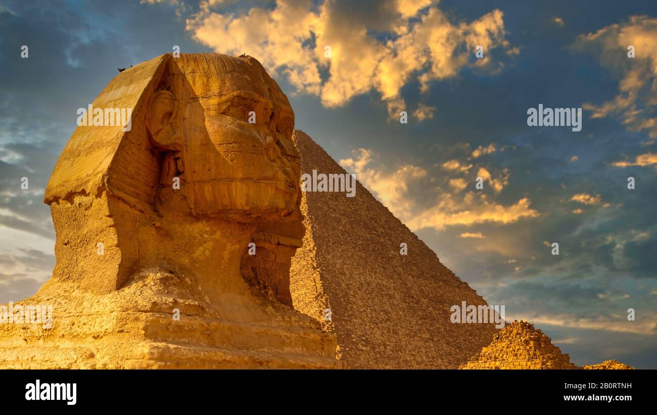The famous Great Sphinx of Giza and the pyramids in Egypt Stock Photo ...