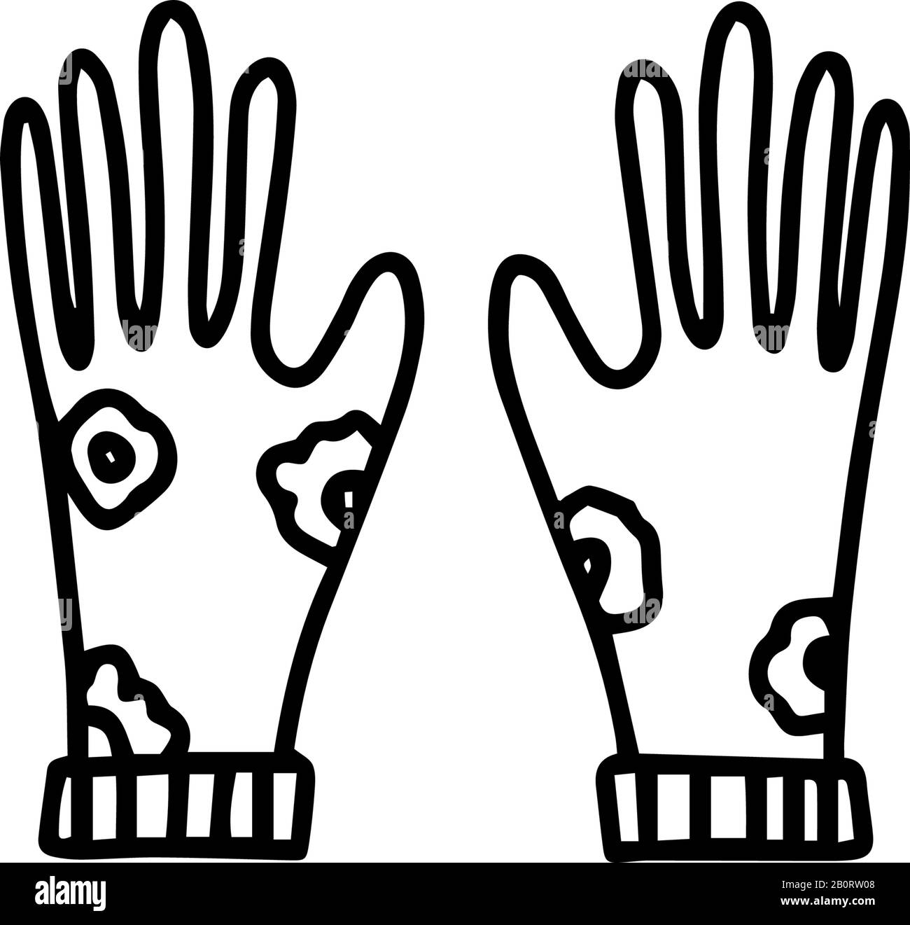 Latex gloves in hand drawn doodle style isolated on white background.Vector outline stock illustration. Stock Vector