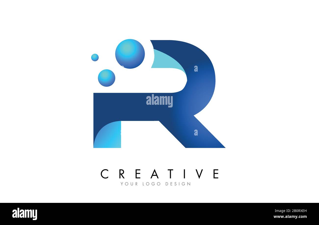 R Letter Logo Design with 3D and Ribbon Effect and Dots. Colorful ...