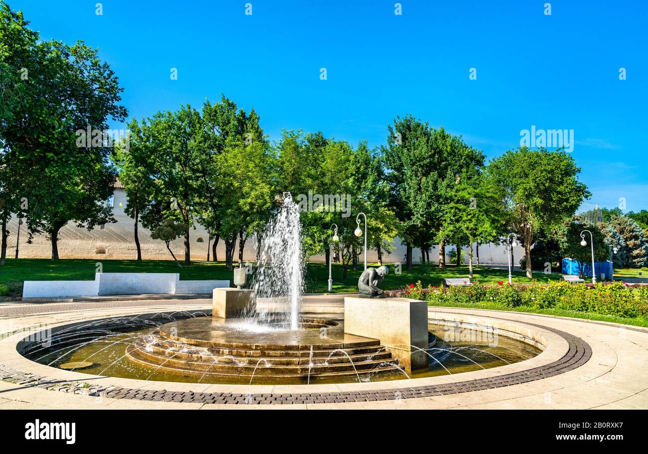 Fountain in the centre of Astrakhan, Russia Stock Photo