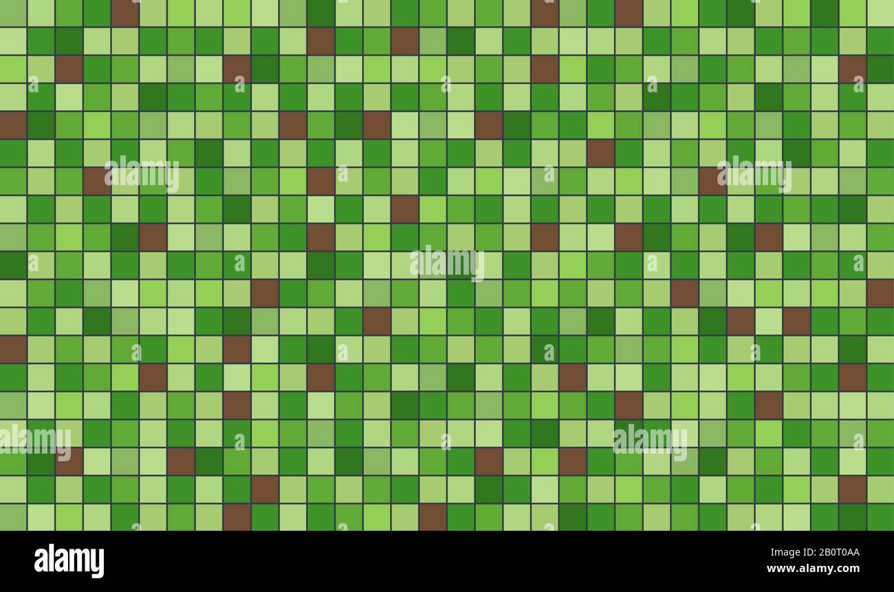 Abstract green and brown pixel art style vector background. Stock Vector