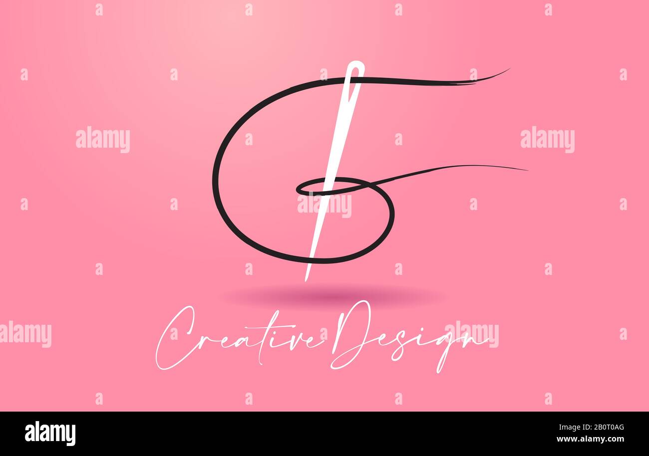 G Letter Logo with Needle and Thread Creative Design Concept Vector Illustration. Stock Vector