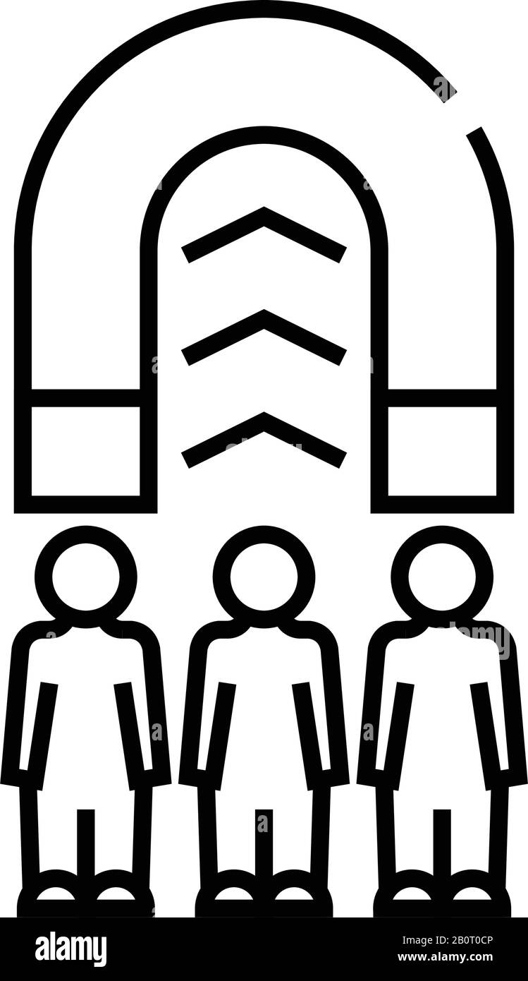Attracting clients line icon, concept sign, outline vector illustration, linear symbol. Stock Vector
