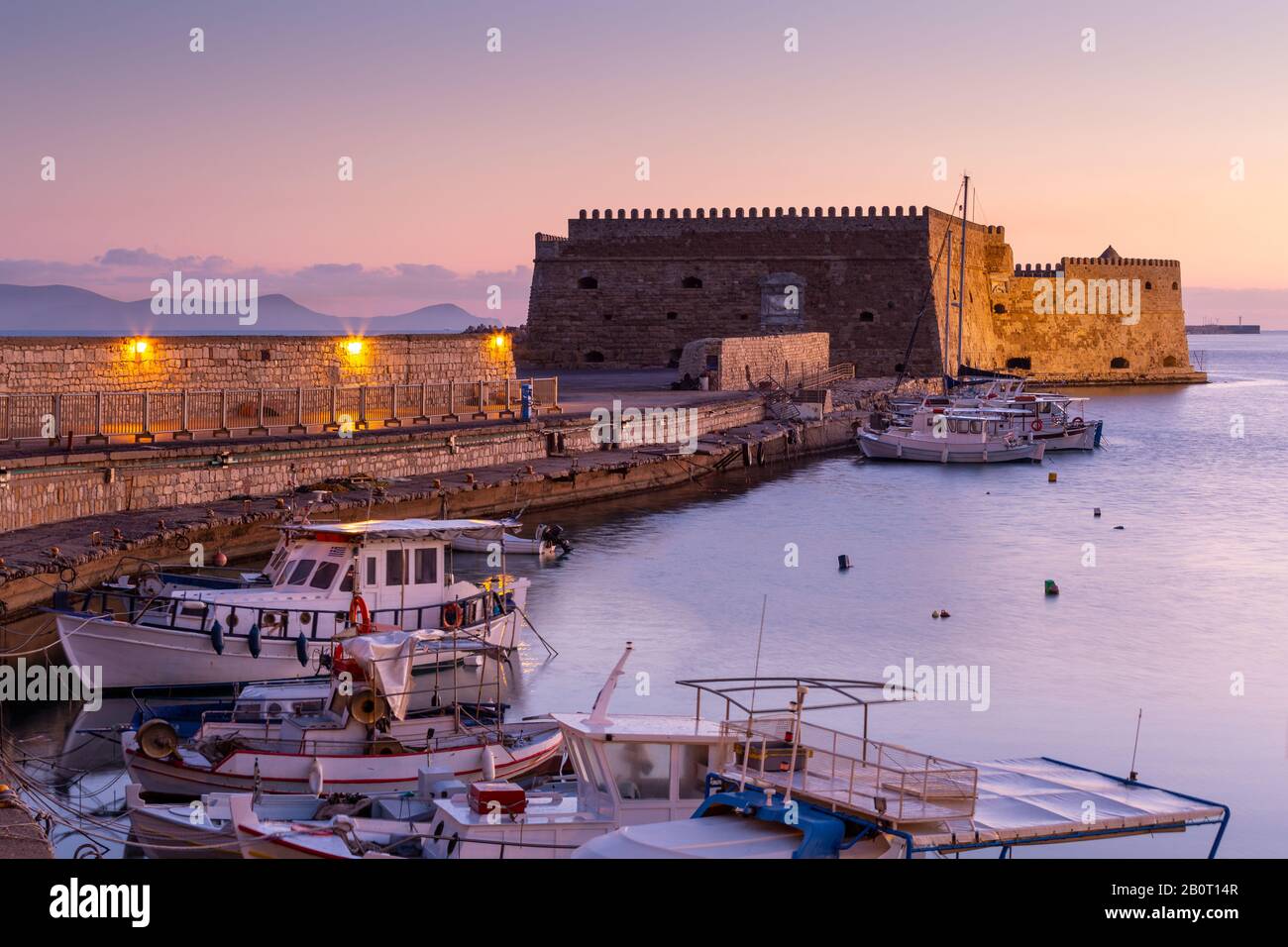 Venetian fortress in the old harbour of Heraklion in Crete, Greece. Stock Photo