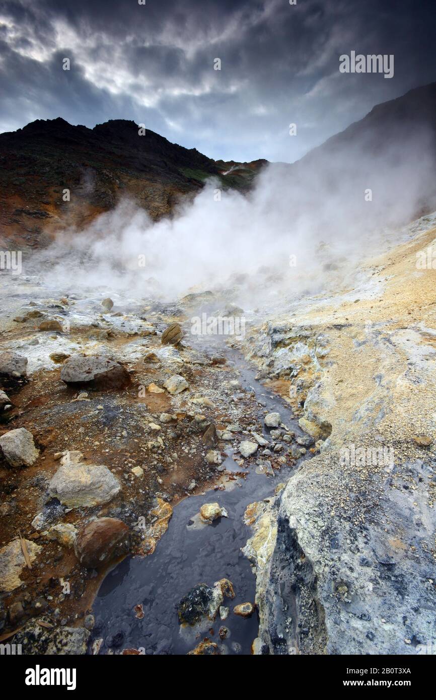 hot springs of the Krysuvik geothermal area, Iceland, Krysuvik Stock Photo