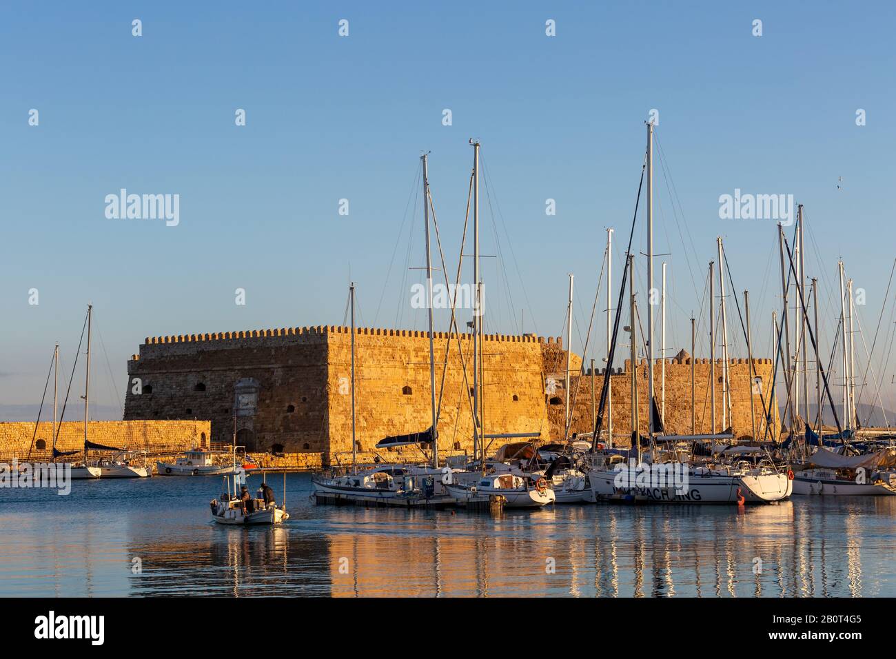 Heraklion, Greece - January 11, 2020: Venetian fortress in the old harbour of Heraklion in Crete, Greece. Stock Photo