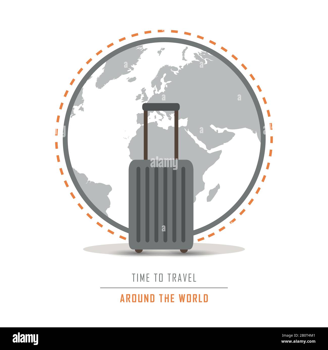 time to travel around the world with suitcase vector illustration EPS10 Stock Vector