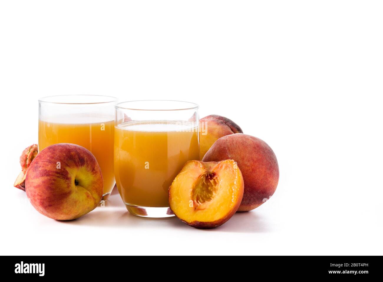 Peach juice isolated on white bckground Stock Photo Alamy