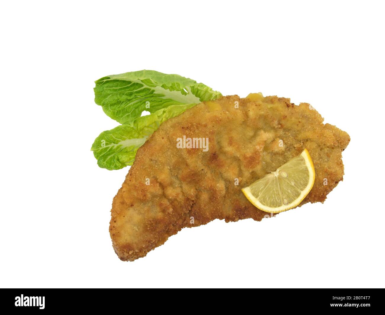 Viennese escalope against a white background Stock Photo