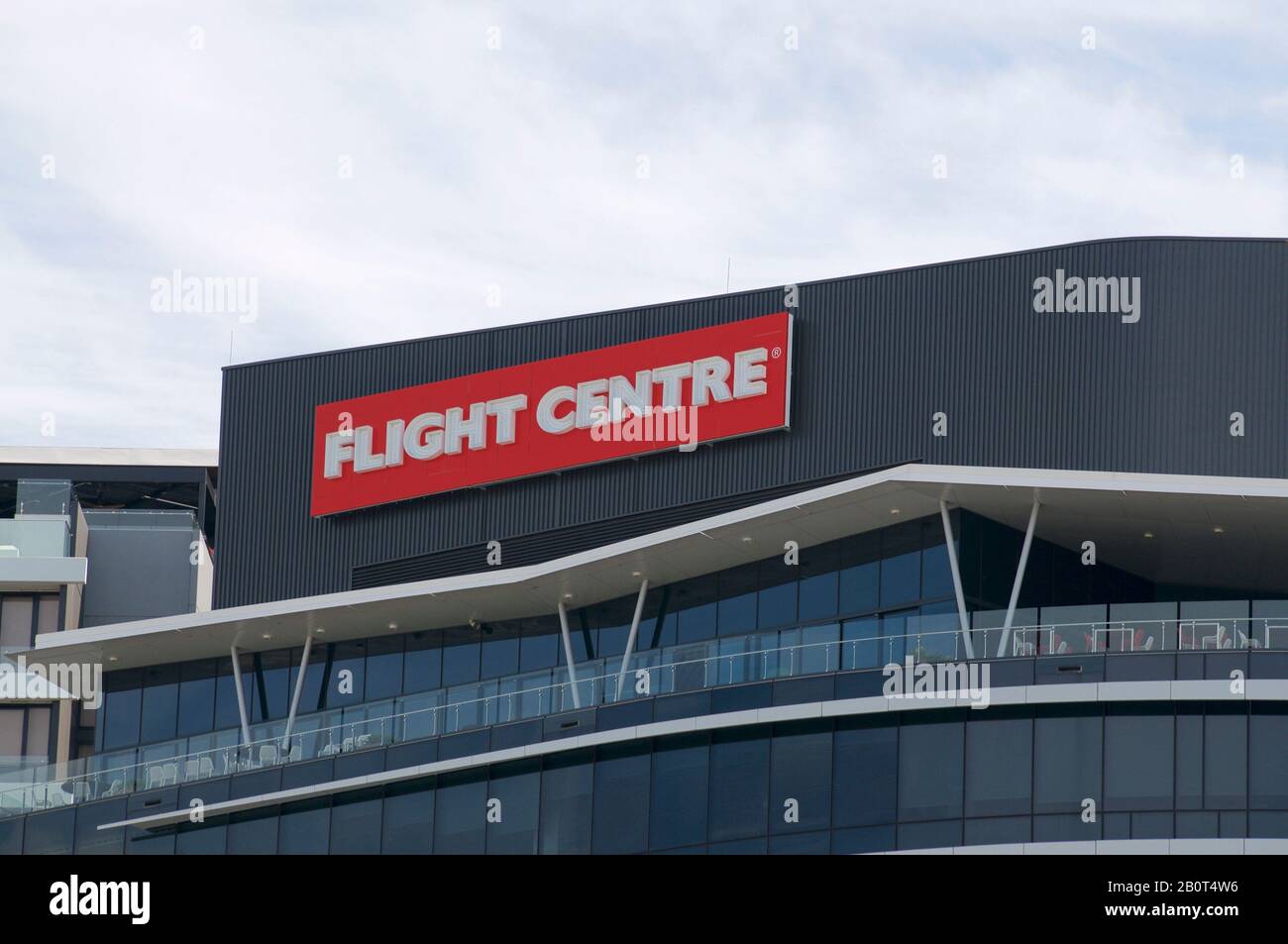 Brisbane, Queensland, Australia - 27th January 2020 : Flight Center logo hanging at the Headquarters in Brisbane. Flight Center Travel Group is the th Stock Photo
