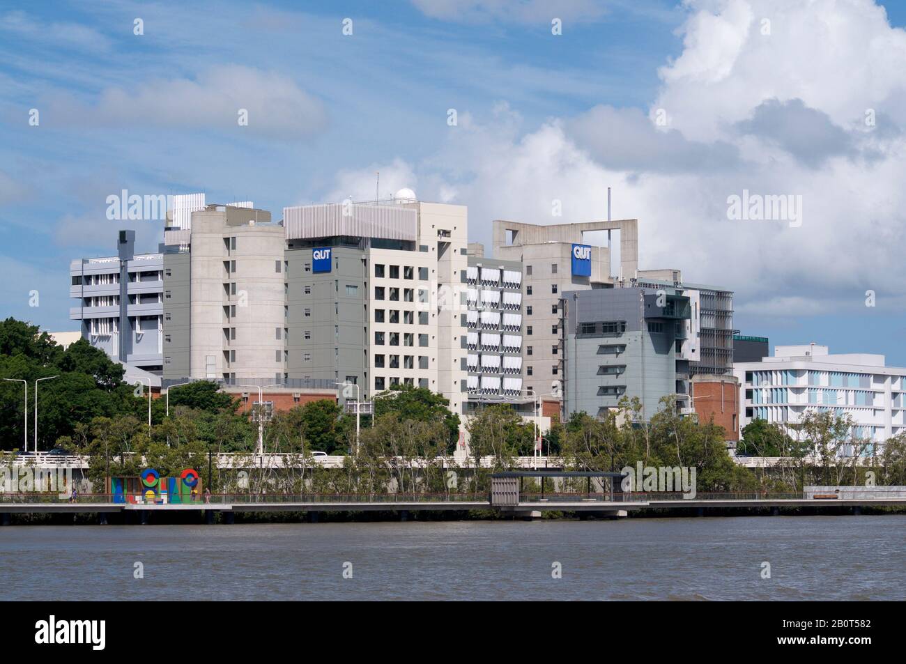 Brisbane, Queensland, Australia - 27th January 2020 : View of the QUT (Queensland University of Technology) campus seen from South Bank Parklands in B Stock Photo