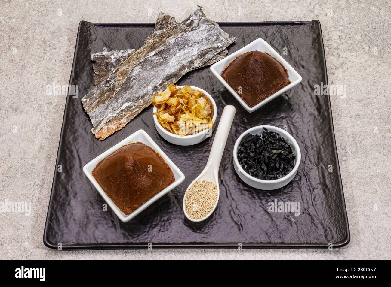 Set of traditional Japanese ingredient for cooking basic dashi broth