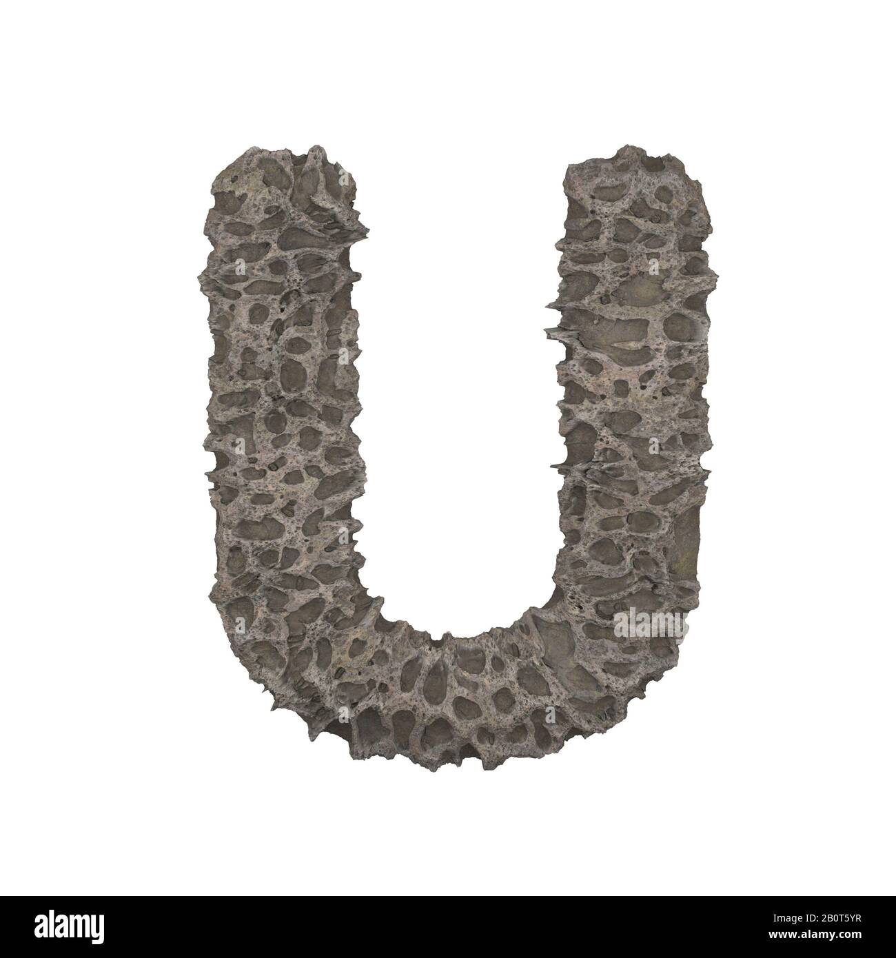 Porous stone letter on white background - 3D render Stock Photo