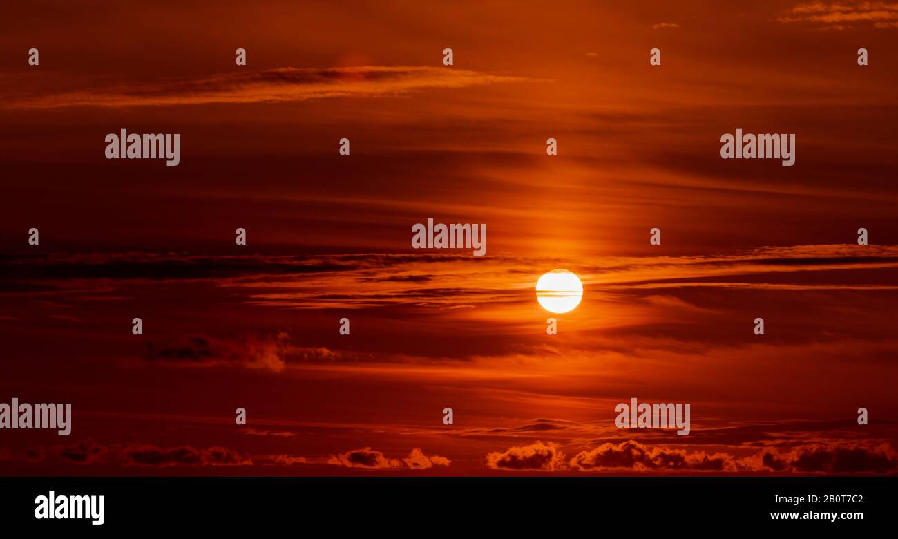 Fiery orange sunset sky. Beautiful sky Stock Photo - Alamy