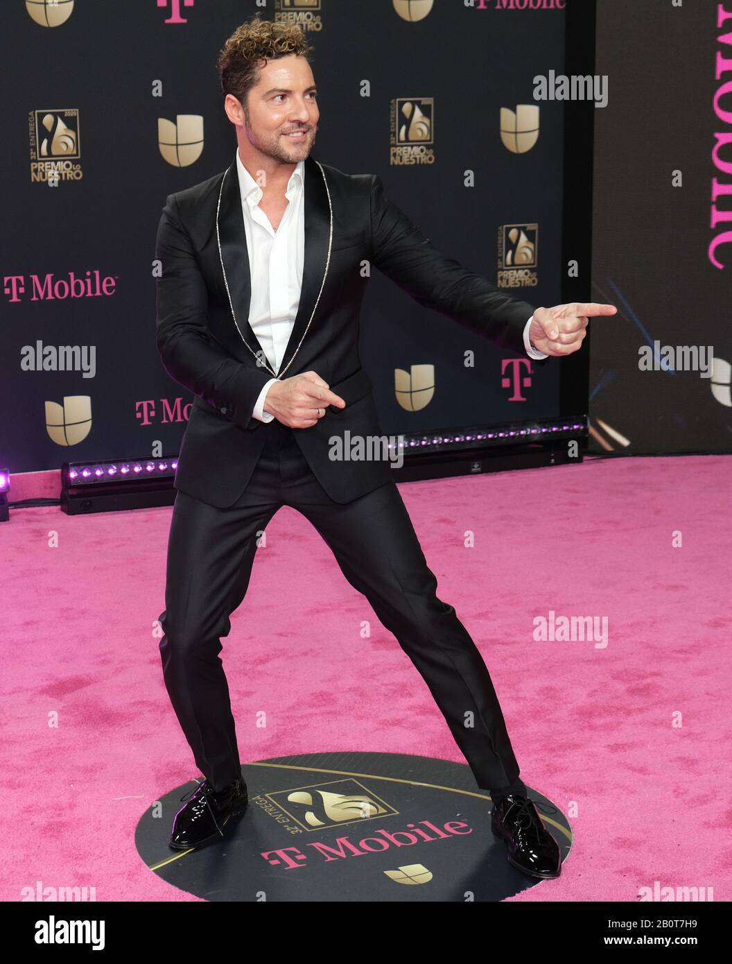 Miami, United States. 21st Feb, 2020. David Bisbal walks the red carpet at the Univision 2020 Premio Lo Nuestro award show at the American Airlines Arena in Miami, Florida, Thursday, February 20, 2020. Photo by Gary I Rothstein/UPI Credit: UPI/Alamy Live News Stock Photo