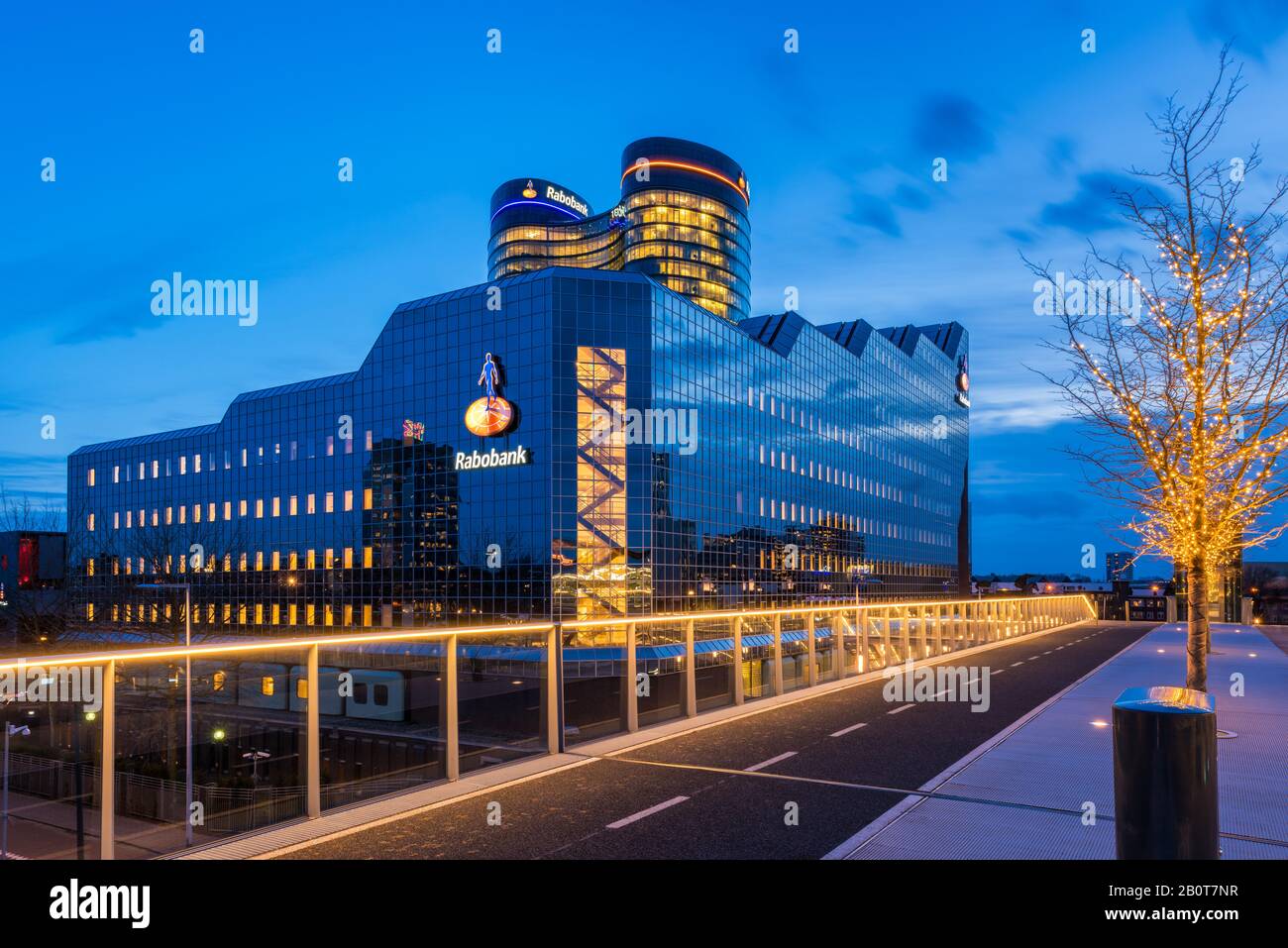 Rabobank World Headquarters in Utrecht, Netherlands. Rabobank is  a Dutch multinational banking and financial services company. Stock Photo