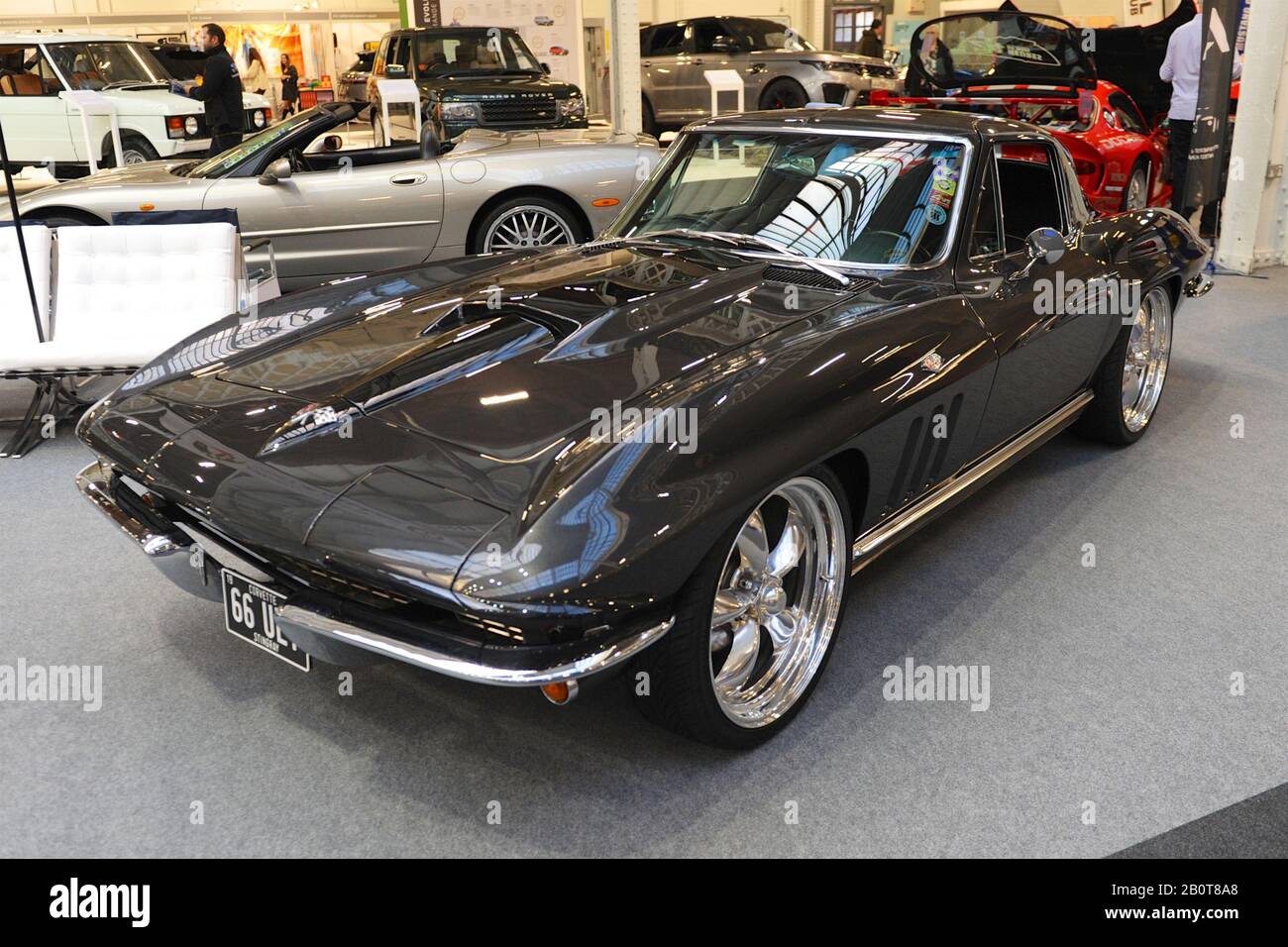 A Vintage Corvette Stingray On Display At The London Classic Car