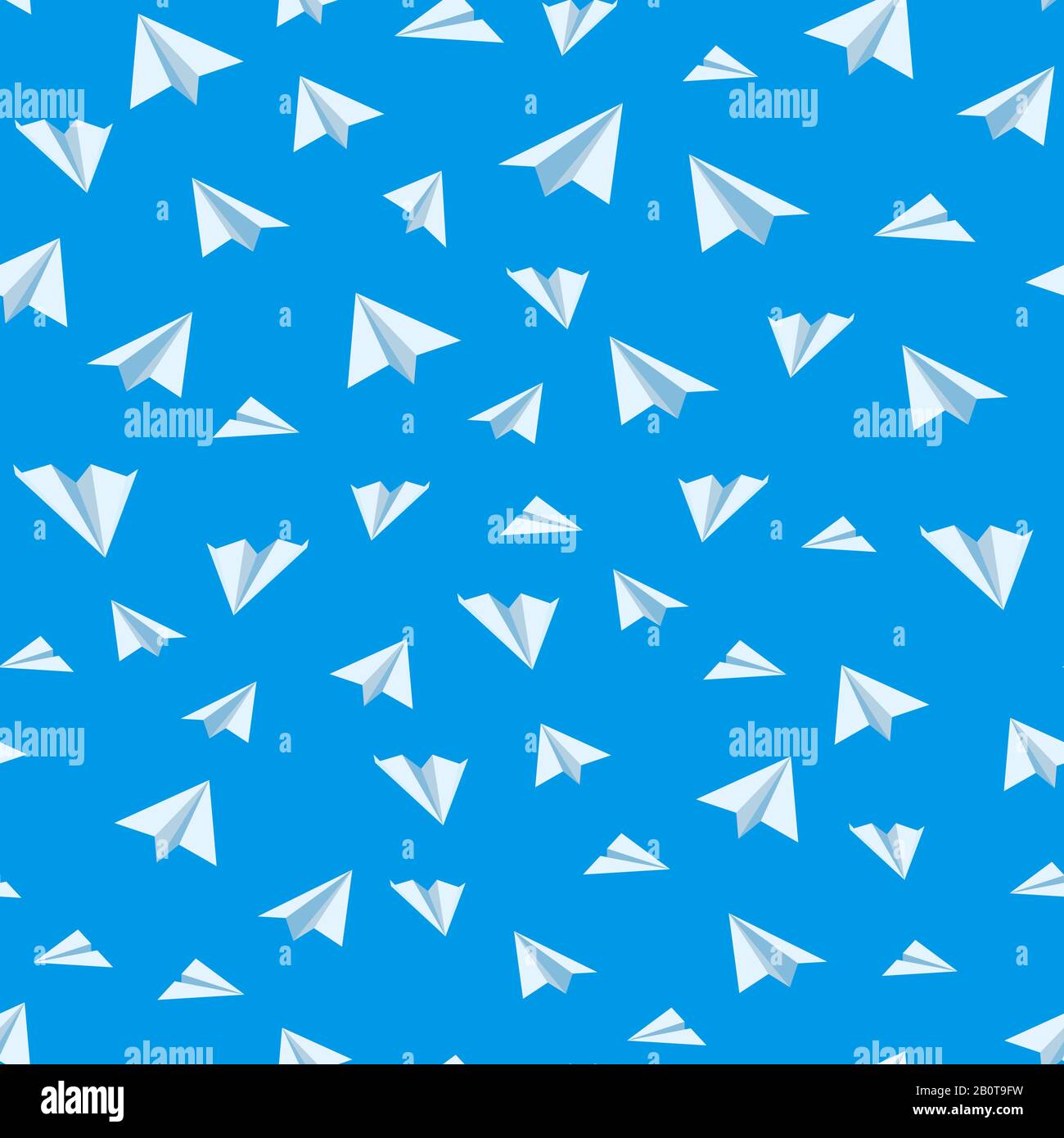 Origami paper airplane vector seamless background. Plane paper background, illustration of air paper toy plane Stock Vector