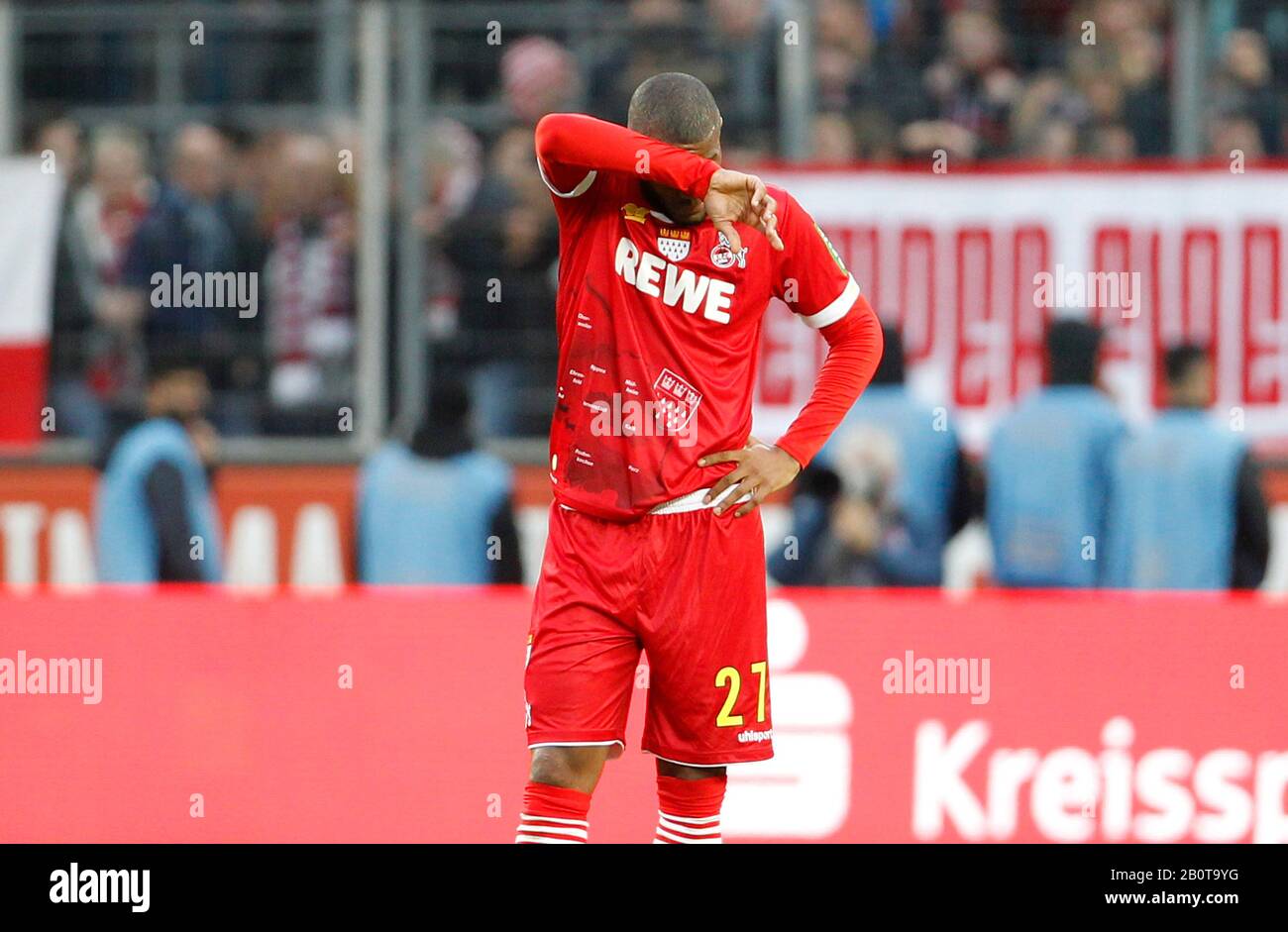Koeln, Germany, RheinEnergieStadion, 16th Feb 2020: Anthony Modeste of Koeln disappointed during the first Bundesliga match 1.FC Koeln vs. FC Bayern M Stock Photo