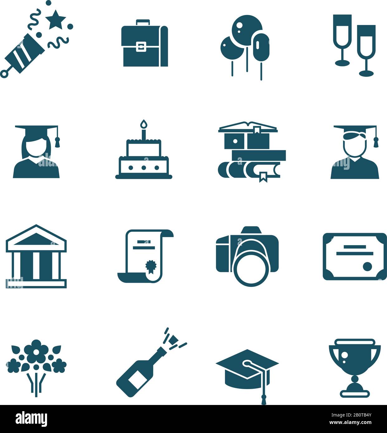 Student achievement and high school graduation vector icons. Graduate bachelor and master, illustration of graduation students Stock Vector