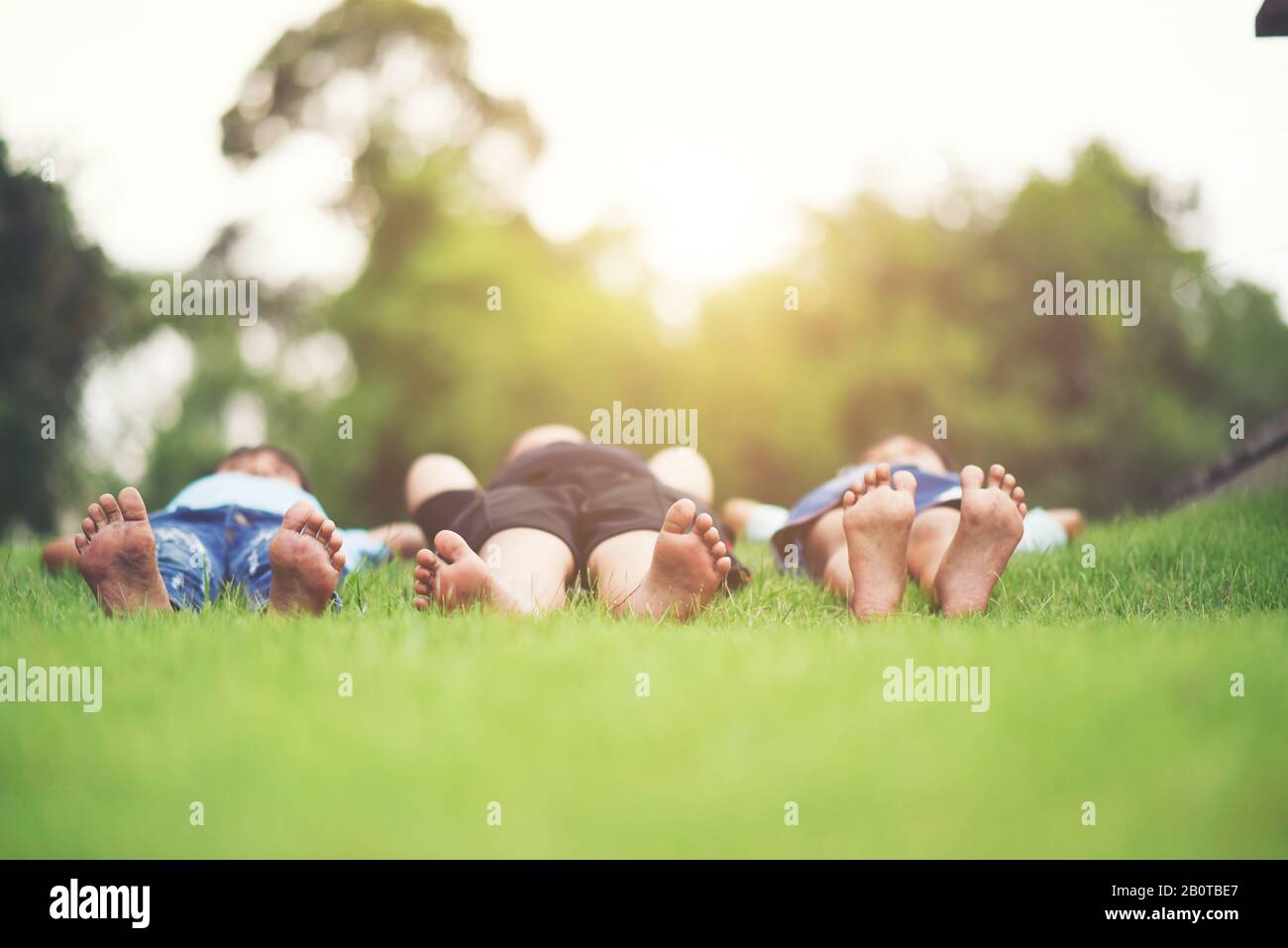 Group happy children legs hi-res stock photography and images - Alamy