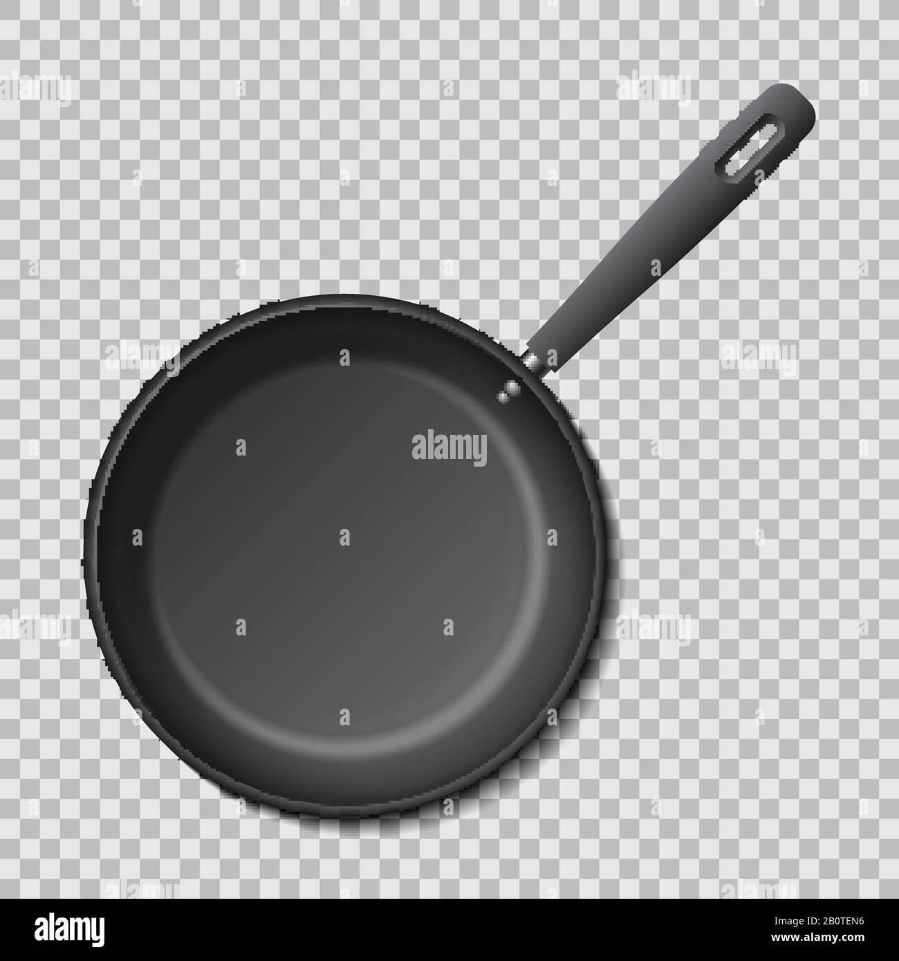 Steel empty frying pan isolated. Realistic vector mockup. Cooking utensil pan for preparation illustration Stock Vector
