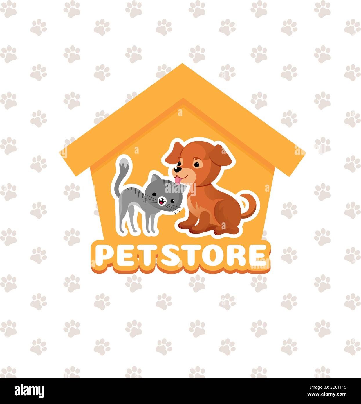 Pet store vector background with happy pets animals. Pets dog and cat,  illustration of pet shop emblem Stock Vector Image & Art - Alamy