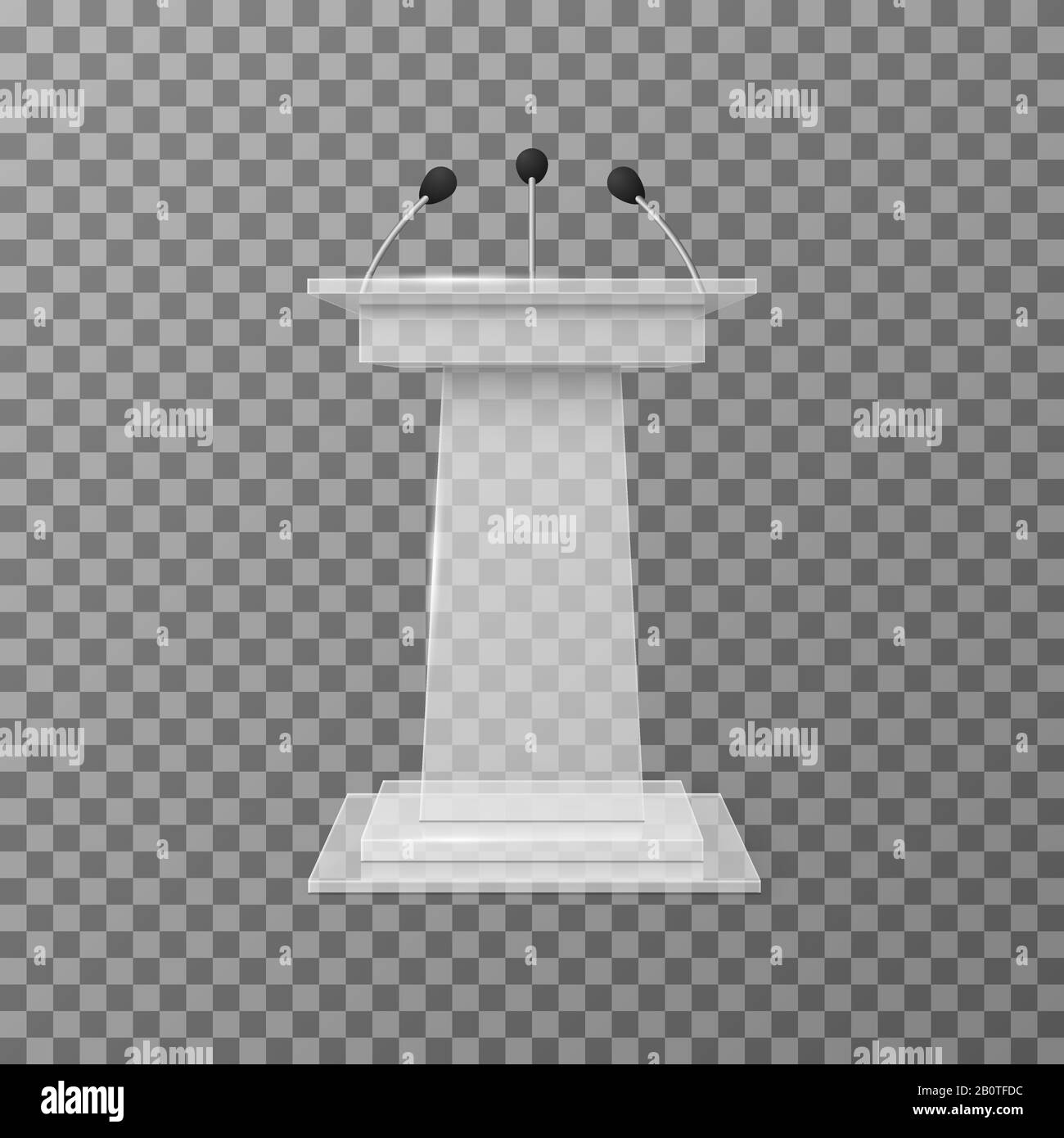 Transparent lecture speaker podium tribune isolated vector illustration. Isolated public rostrum or stage for seminar Stock Vector