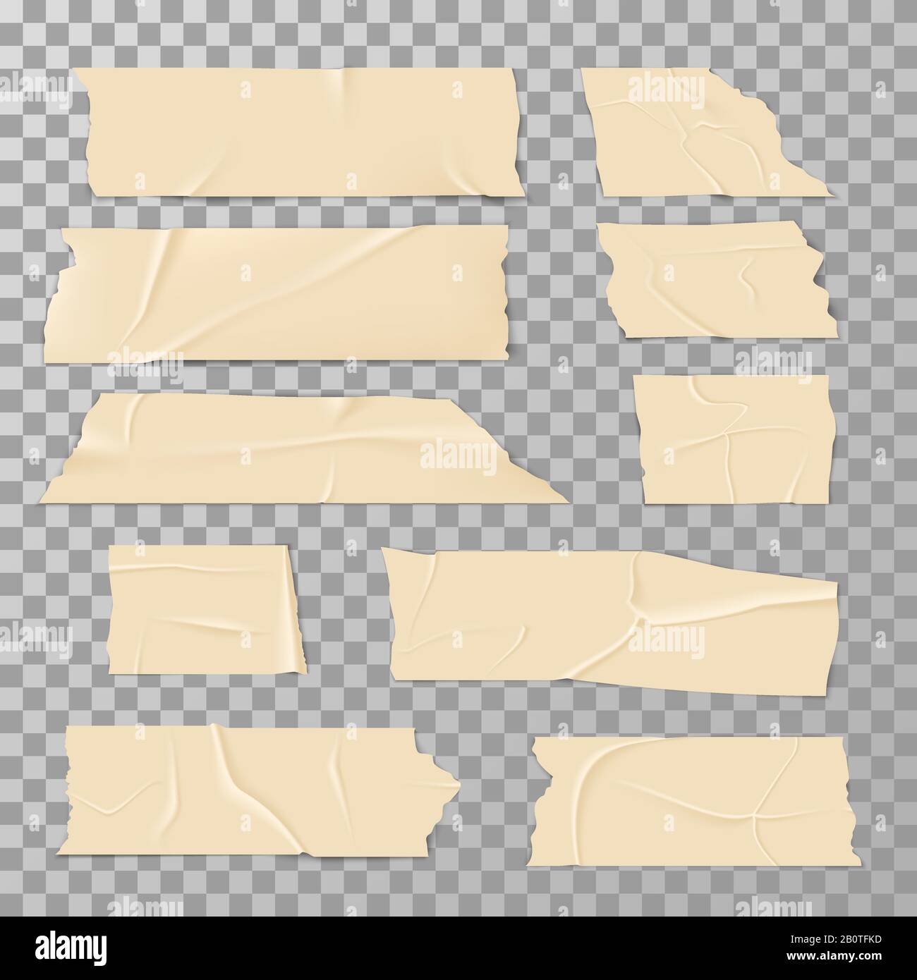 Adhesive sticky tape isolated on transparent background vector set