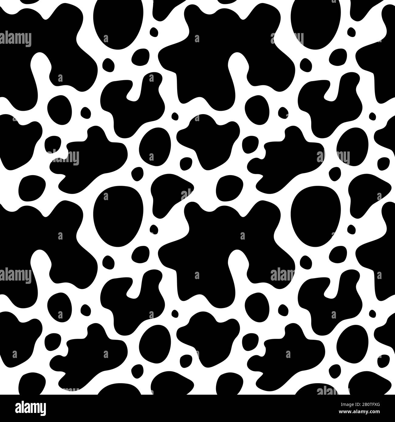 Cow skin texture with spots vector seamless pattern. Cow pattern skin, illustration of dalmatian pattern skin Stock Vector