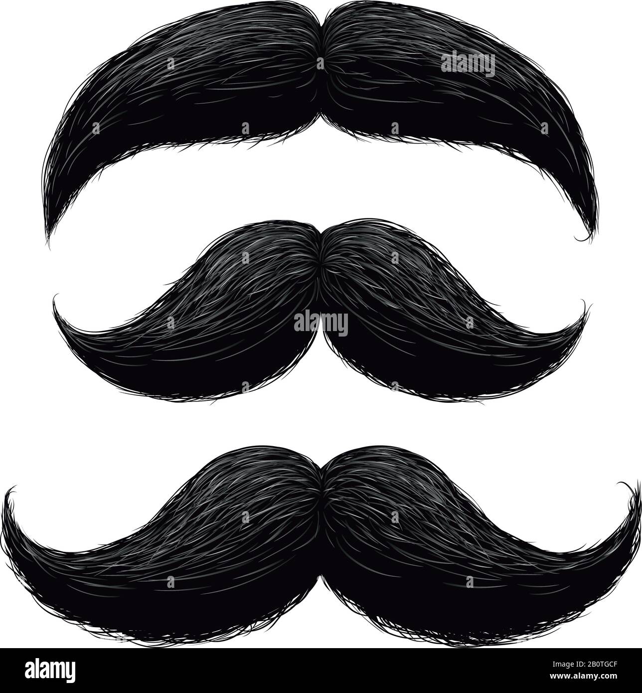 Funny retro hair mustaches vector set. Mustache vintage facial, funny