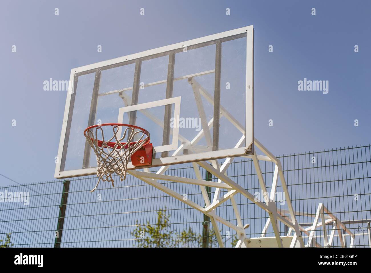 Basketball hoop in the city stadium Stock Photo Alamy